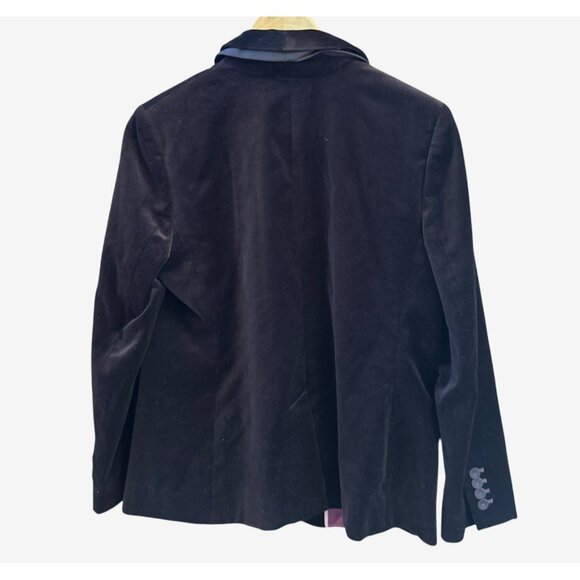 NWOT Ann Taylor LOFT Petites 12P Brown Dark Burgundy Velvet Blazer Holiday Glam - Picture 5 of 6